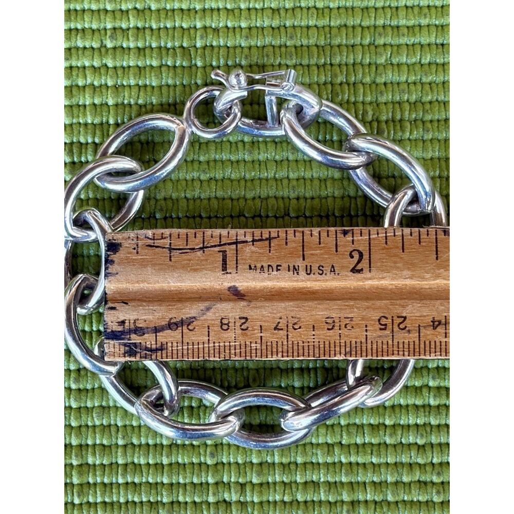 Vintage Peruvian 950 Sterling Silver Heavy Chain Link Bracelet 40g - Picture 7 of 13
